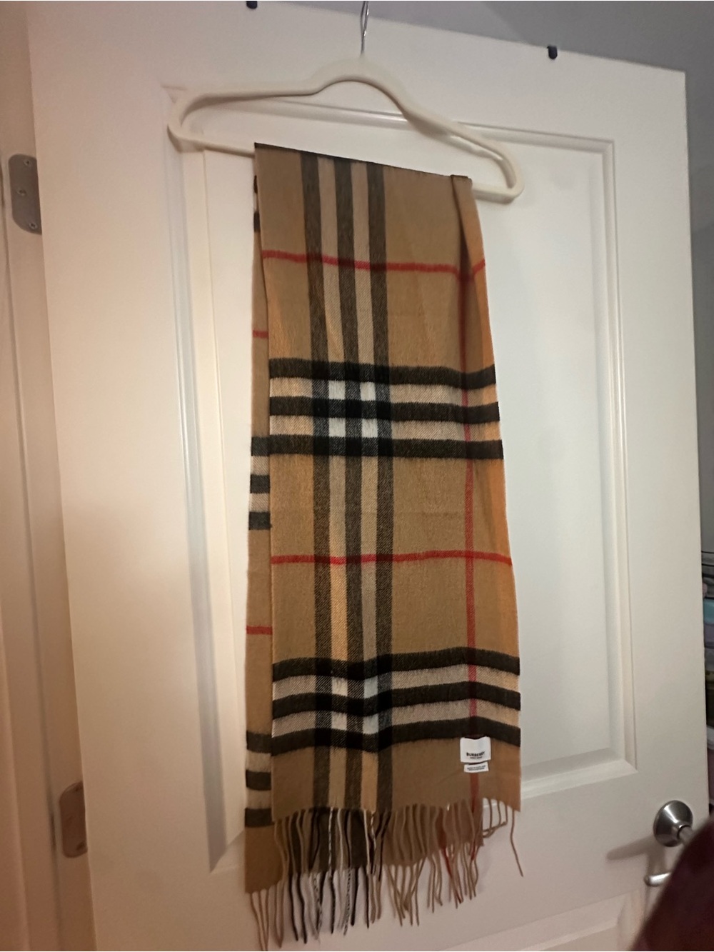 Classic Tan Plaid Men's Scarf - Beige Check Pattern